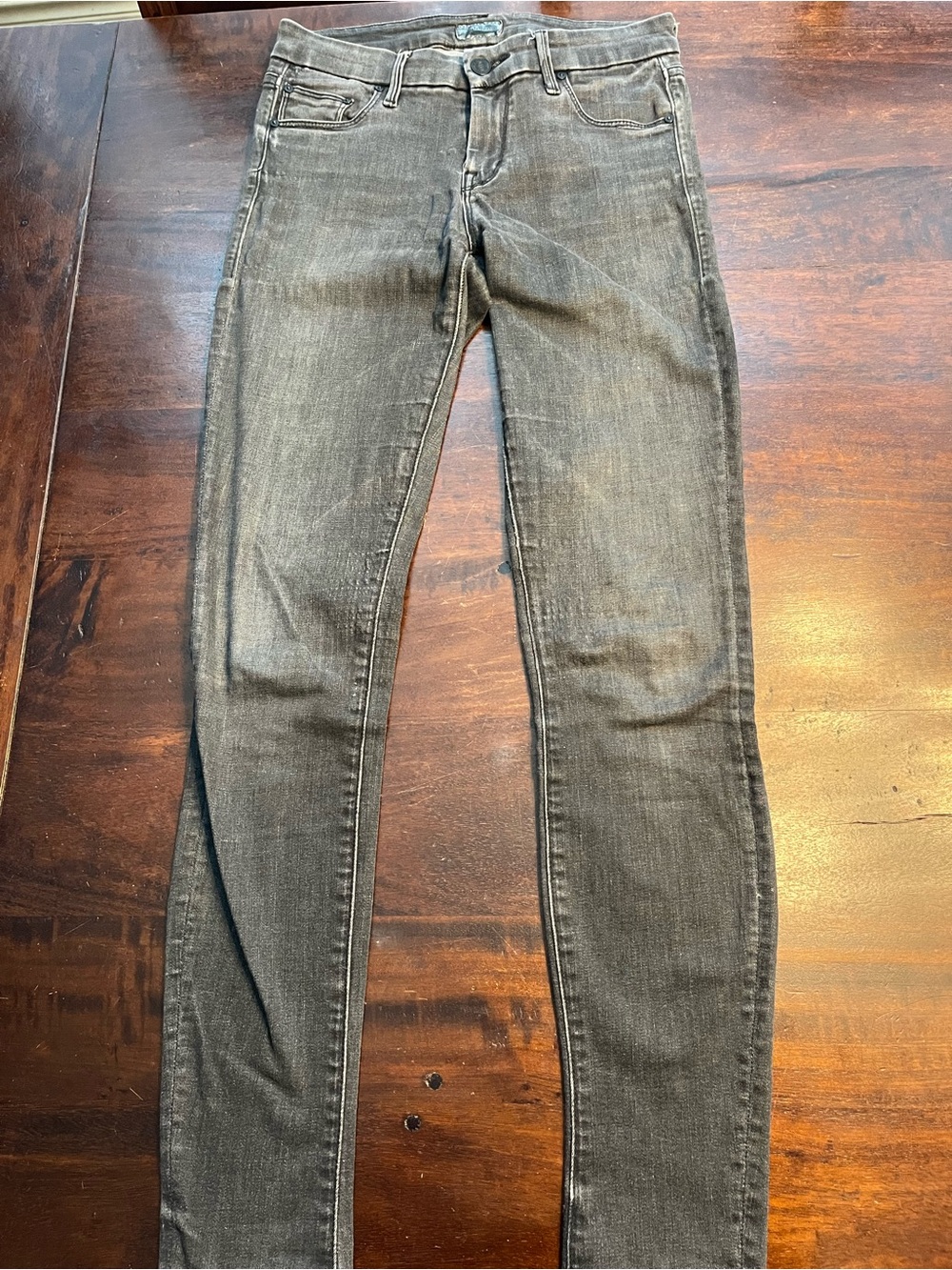 MOTHER The Looker Washed Gray Skinny Jeans